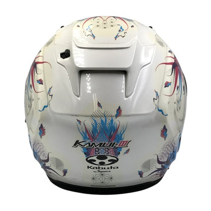 OGK KABUTO KAMUI-3 LEIA ヘルメット パールホワイト バイク 二輪用 和柄 インナーサンシェード CF-1シールド XLサイズ 中古 T1