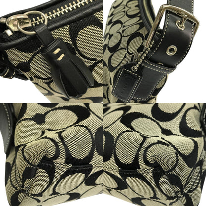 COACH コーチ シグネチャー アクセサリーポーチ レディース ハンドバッグ ショルダー キャンバス ブラック 6371 中古 T1