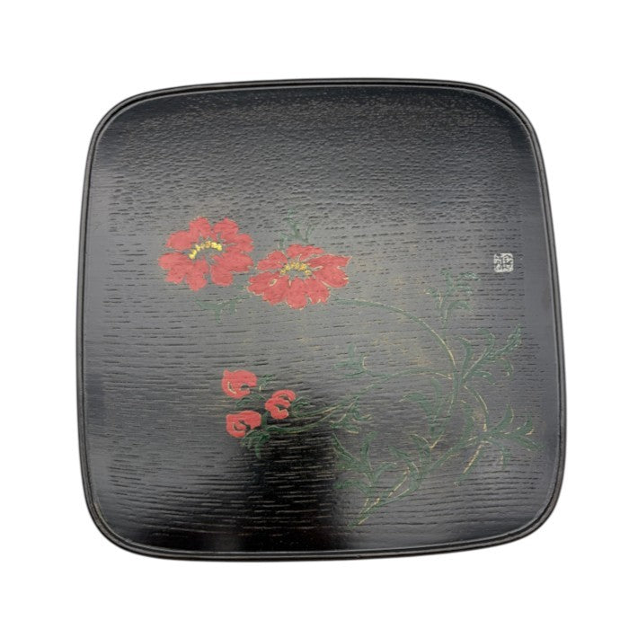 木製漆器 伊藤裕司 花文角盆 2客 和食器 花柄 和 おしゃれ 中古 W1