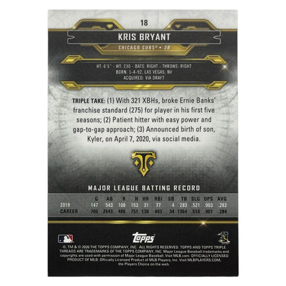 TOPPS MLBカード TRIPLE THREADS KRIS BRYANT CHICAGO CUBS /275 #18 中古 IT2