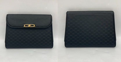 GUCCI グッチ マイクロGG サテン チェーン ショルダー バッグ ヴィンテージ ブラック 中古 D4
