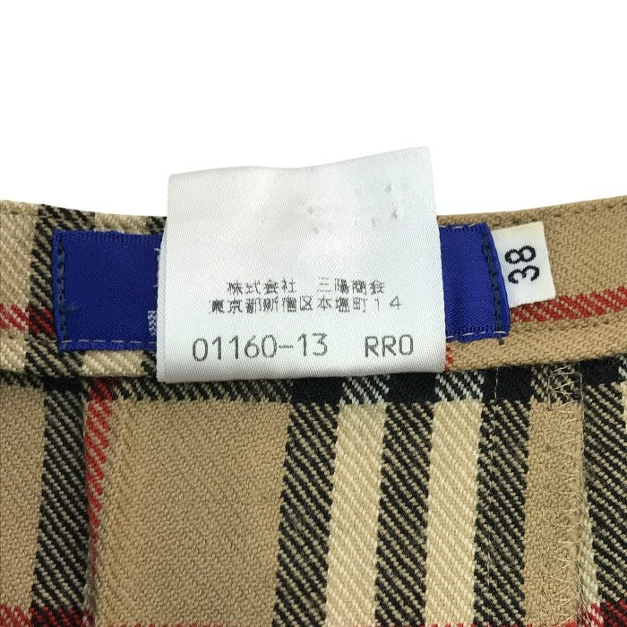 BURBERRY BLUELABEL バーバリー ブルーレーベル ラップスカート レディース ウール ミニ丈 ノバチェック プリーツ 巻きスカート ベージュ 38サイズ FXF21-851 中古 T1