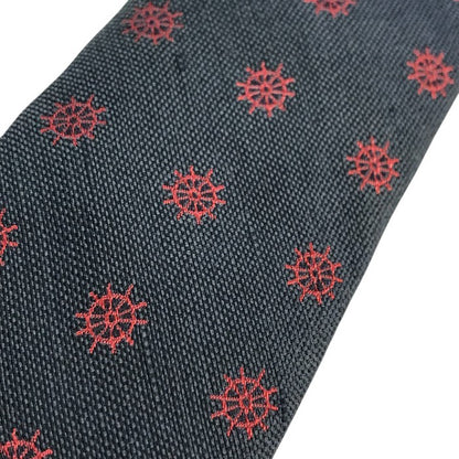 THOM BROWNE トムブラウン ネクタイ メンズ シルク ナロータイ 舵輪 U.S.A ネイビー 中古 T1