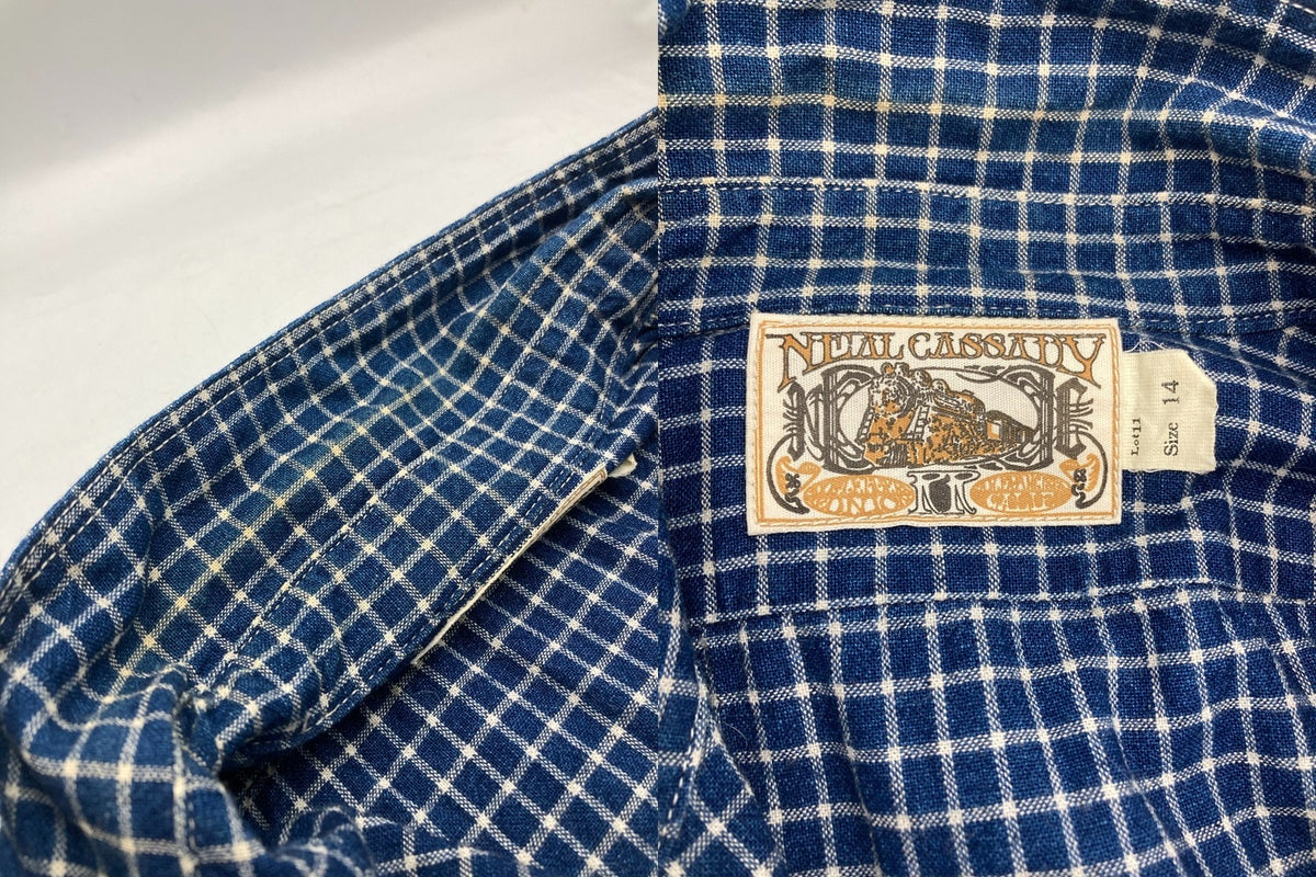 BOOTLEGGERS ブートレガーズ NEAL CASSADY RAILROAD ワークシャツ インディゴチェック サイズ14 メンズ 中古 D4