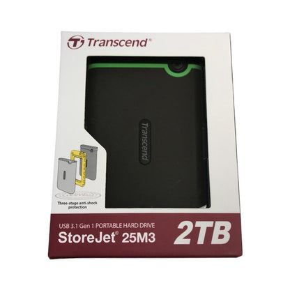 Transcend StoreJet ポータブルHDD 2TB アイロングレー 外付け 耐衝撃 スリムタイプ USB3.1 Gen1 TS2TSJ25M3S 中古 T1