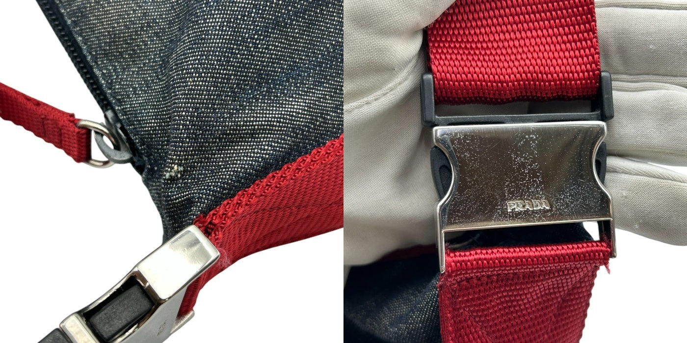 PRADA SPORT プラダ スポーツ ショルダー バッグ 4VA433 鞄 ブランド レディース デニム レッド サコッシュ 中古 W４