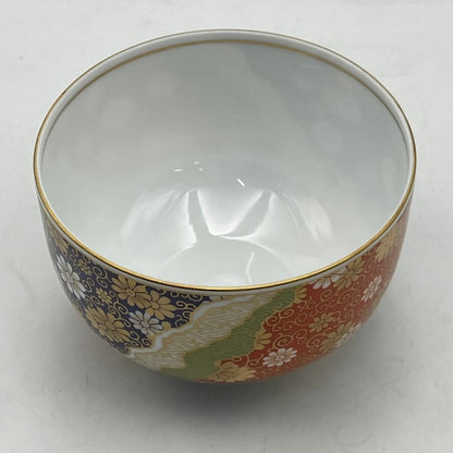 前畑陶器 庫山窯 金彩七宝紋 蓋付 煎茶揃 五客 MAEBATA 湯呑 湯飲み ふた付き 中古 R4