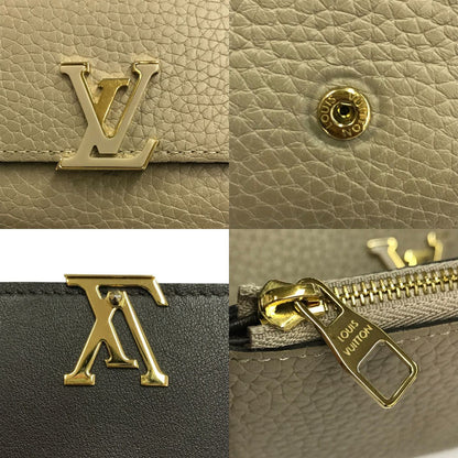 LOUIS VUITTON ルイヴィトン ポルトフォイユ カプシーヌ コンパクト 財布 3つ折り レディース トリヨンレザー ガレ ベージュ M62159 中古 T1