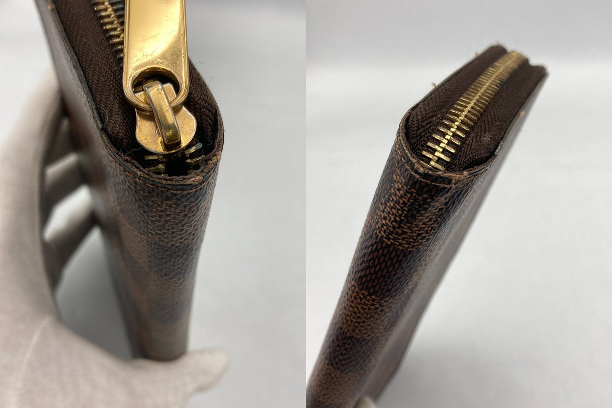 LOUIS VUITTON ルイヴィトン ダミエ エベヌ ジッピーウォレット ラウンドファスナー 長財布 ブラウン N60015 中古 D4