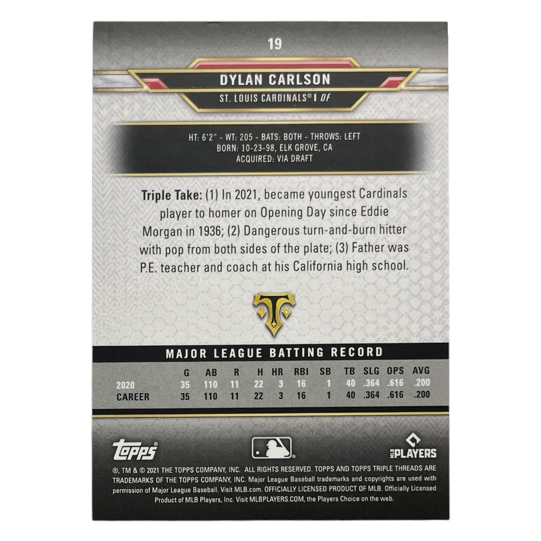 TOPPS MLBカード TRIPLE THREADS DYLAN CARLSON ST. LOUIS CARDINALS /299 #19 中古 IT2