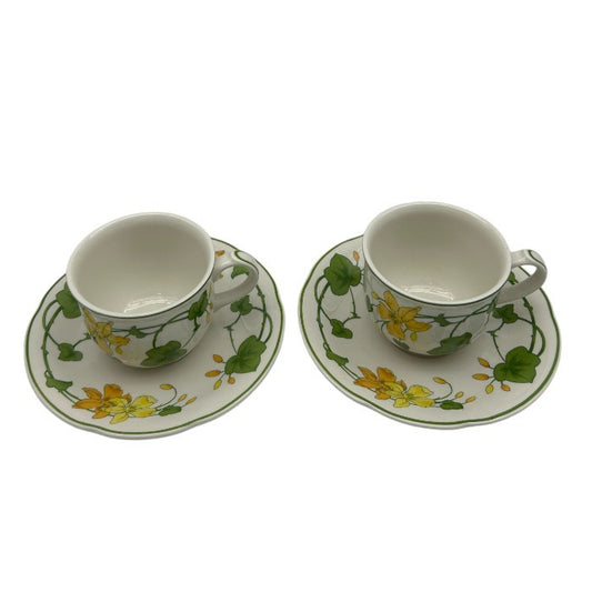 ビレロイ&ボッホ VILLEROY&BOCH ゼラニウム カップ&ソーサー ペア 洋食器 花柄 おしゃれ 中古 W1