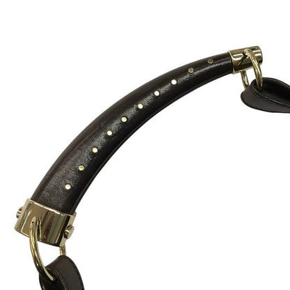 YVES SAINT LAURENT イブサンローラン リヴゴーシュ モンバサ ワンショルダー レディース スウェード プリーツ 角型ハンドル 半月 ブラウン 中古 T1