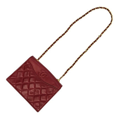 CHANEL シャネル マトラッセ ショルダーバッグ レディース ラムスキン ゴールドチェーン ココマーク ヴィンテージ レッド 中古 T1