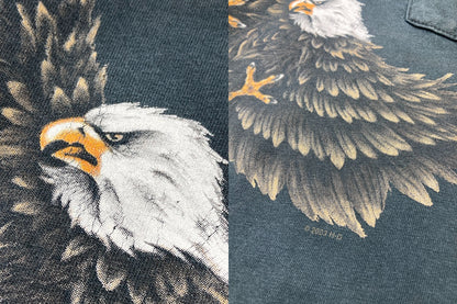 ヘインズ Hanes Harley-Davidson ハーレーダビッドソン ポケット プリントTシャツ イーグル サイズXL 中古 D4