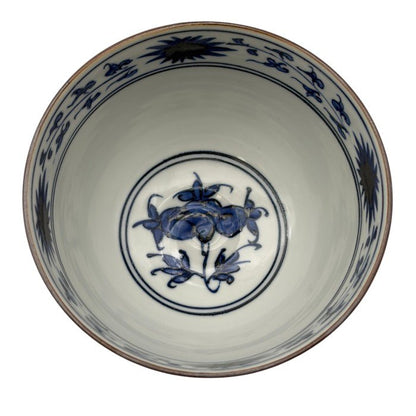 未使用品 平安陶華造り 呉須赤絵花鳥 茶碗揃い 5客 セット 茶碗 和食器 おしゃれ 中古 W1