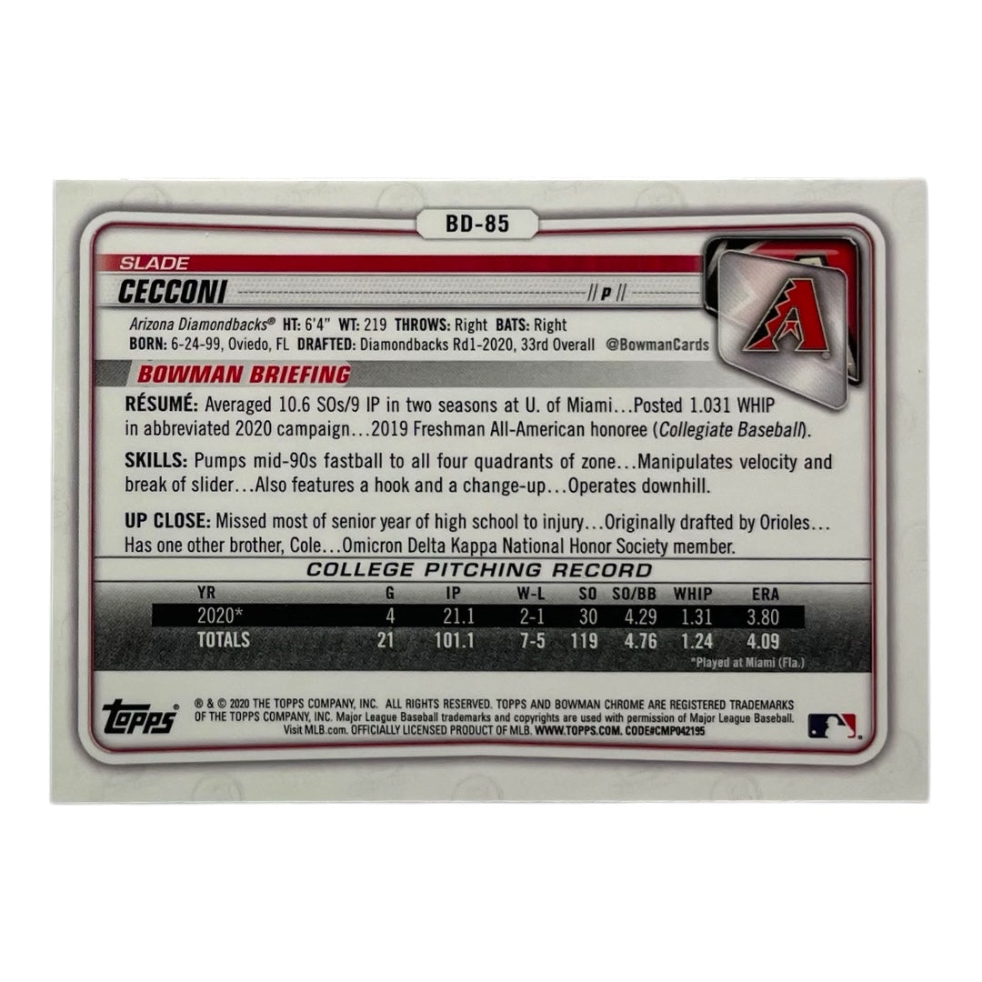 TOPPS MLBカード BOWMAN CHROME 1ST SLADE CECCONI ARIZONA DIAMONDBACKS #BD-85 中古 IT2