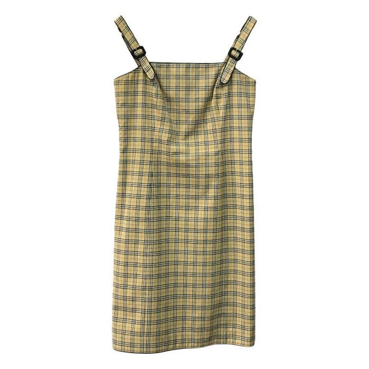 BURBERRY BLUELABEL バーバリー ブルーレーベル ジャンパースカート レディース ポリエステル ワンピース 膝丈 ノバチェック ベージュ 38サイズ FM510-400 中古 T1