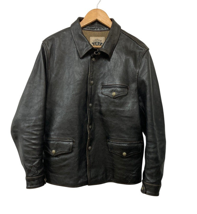 LEATHER BOMU レザーボム 馬革 ホースハイド レザージャケット サイズXL メンズ 中古 D4
