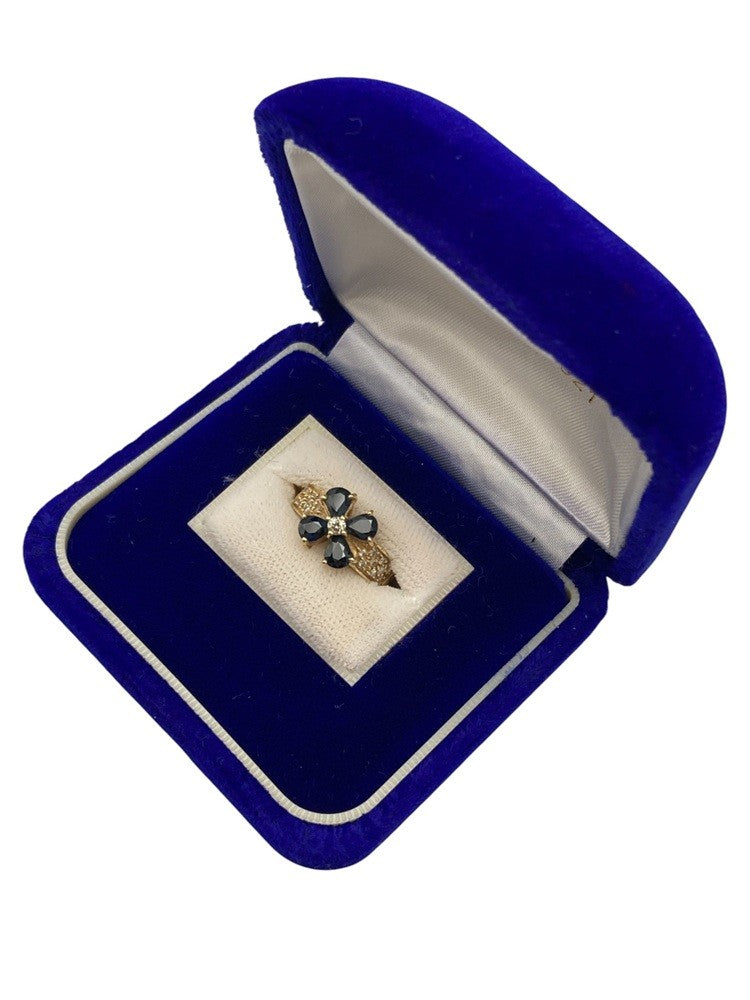 K18 サファイア1.50ct ダイヤ0.23ct クローバー リング 11号 中古 D4