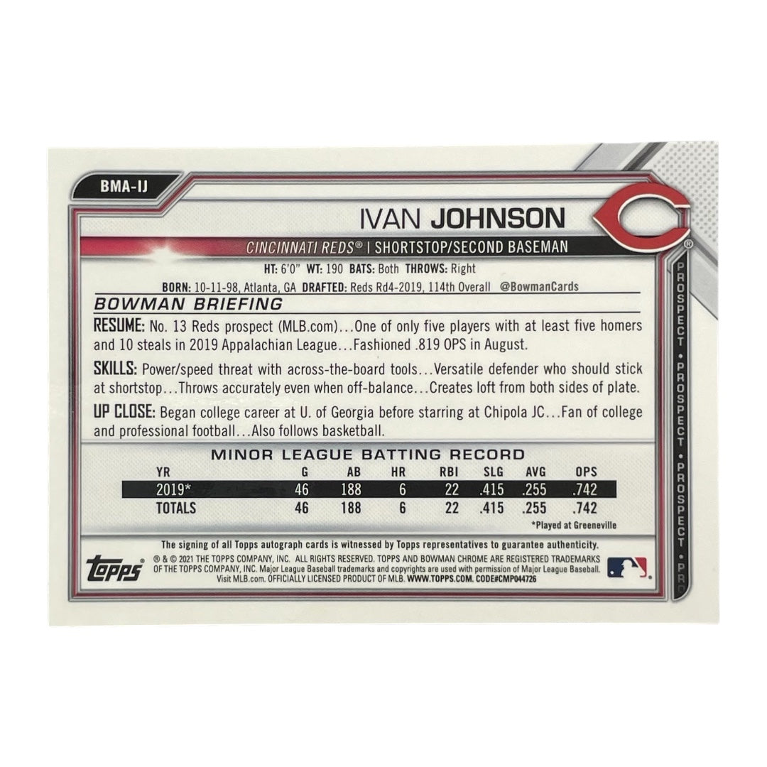 TOPPS MLBカード BOWMAN CHROME IVAN JOHNSON CINCINNATI REDS /150 #BMA-IJ 中古 IT2