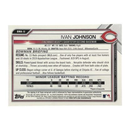 TOPPS MLBカード BOWMAN CHROME IVAN JOHNSON CINCINNATI REDS /150 #BMA-IJ 中古 IT2