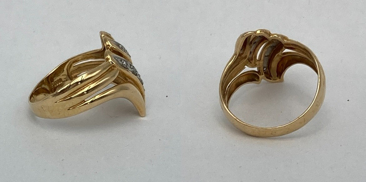 K18/Pt900 コンビ ダイヤ0.05ct  リング 11号 中古 D4