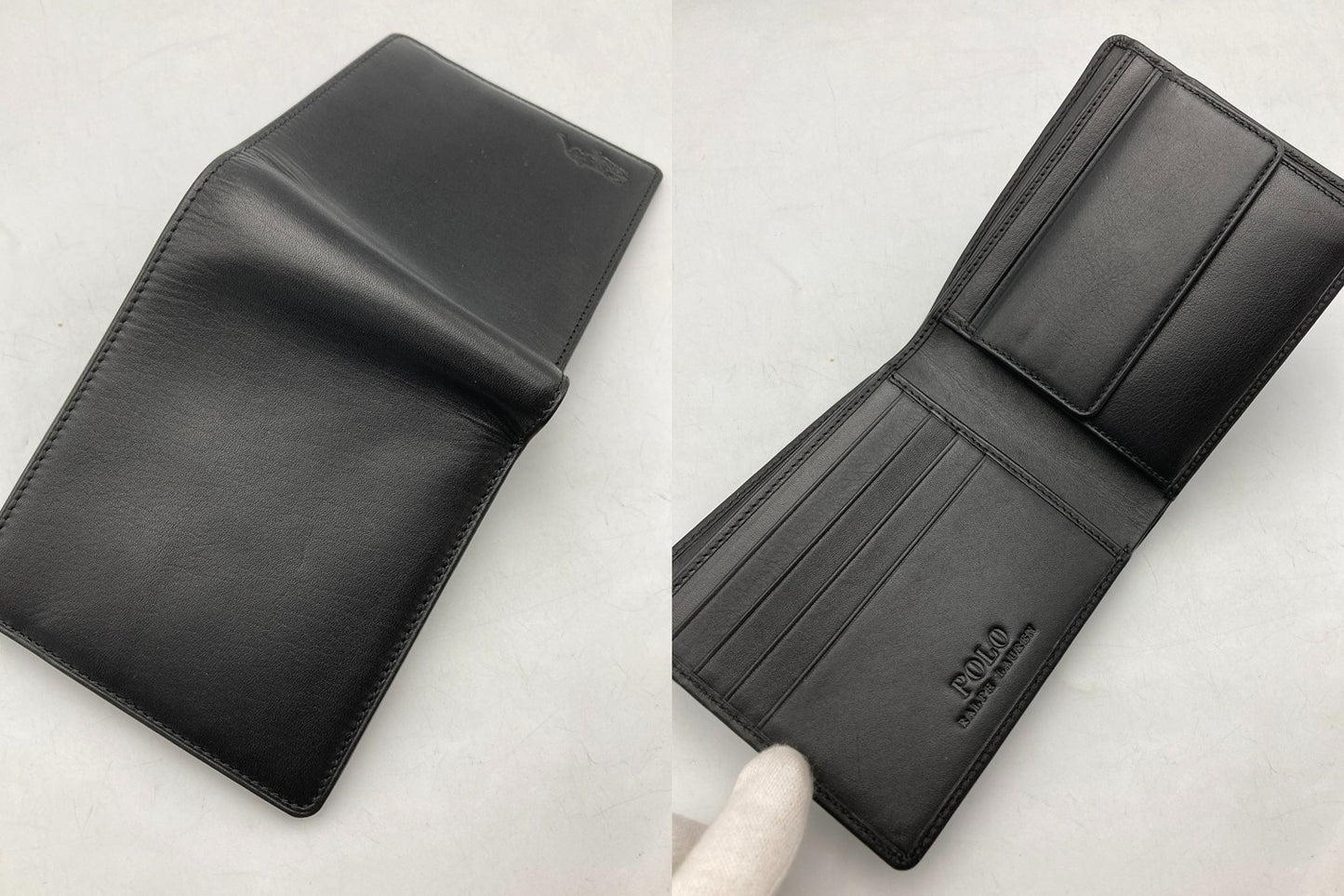 POLO RALPH LAUREN ポロ ラルフローレン 2つ折りコンパクト財布 レザー 中古 D4