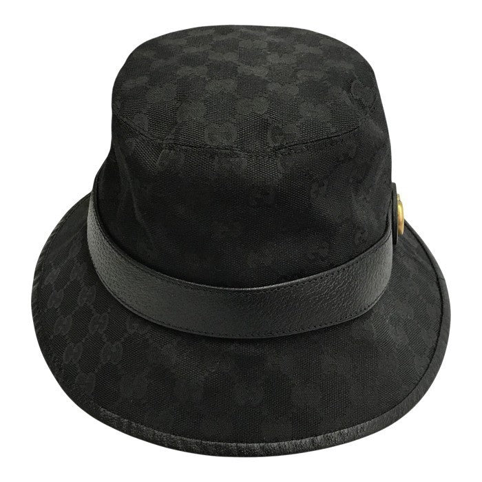GUCCI グッチ GGキャンバス バケットハット ユニセックス GGマーモント コットン ブラック Mサイズ(58cm) 576587 中古 T1