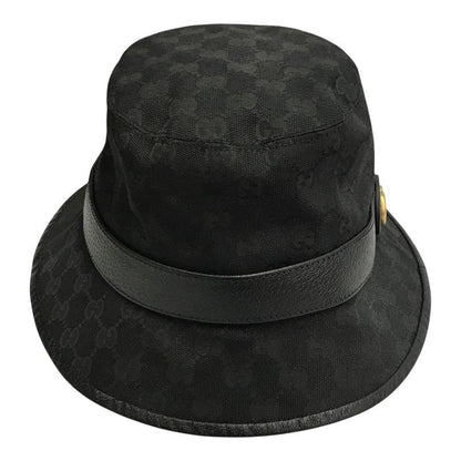 GUCCI グッチ GGキャンバス バケットハット ユニセックス GGマーモント コットン ブラック Mサイズ(58cm) 576587 中古 T1