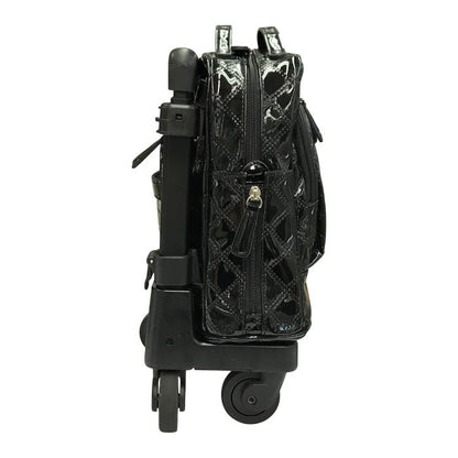 SWANY スワニー キャリーバッグ レディース エナメル調 キルティング 4輪ストッパー 静音 軽量 バッグ取り外し可 ブラック 中古 T1