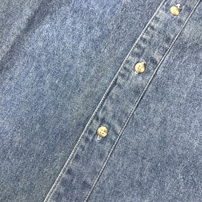 ディズニー くまのプーさん シャツ メンズ 長袖 コットン デニム 刺繍 ヴィンテージ ブルー Sサイズ 中古 T1