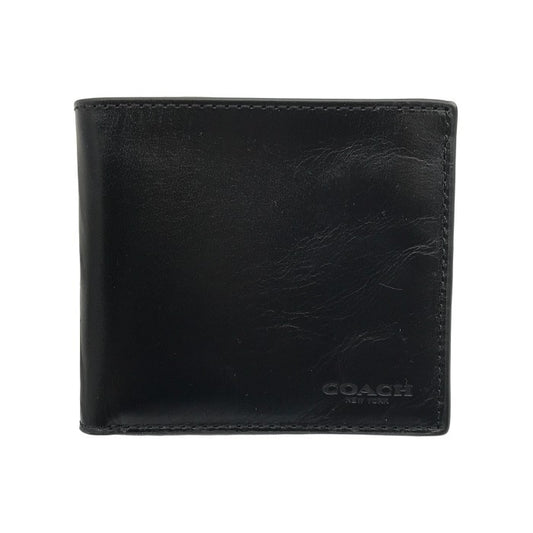 COACH コーチ コインウォレット 財布 メンズ 二つ折り レザー シンプル 無地 ブラック 79158 中古 T1