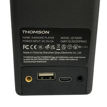 THOMSON カラオケプレーヤー マイク2本セット ブラック ワイヤレス Bluetooth スピーカー QY-K600 中古 T1
