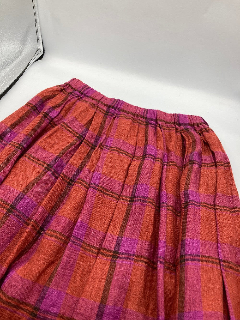 nofl ノフル チェック柄 リネン スカート サイズM～L 中古 D4