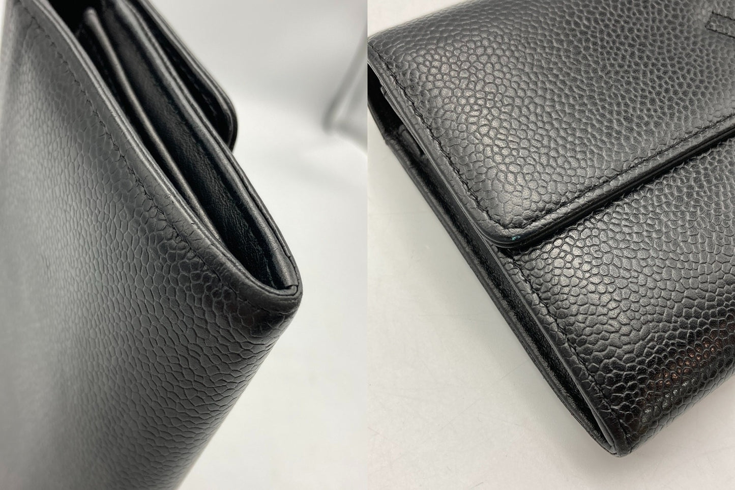 CHANEL シャネル キャビアスキン ココマーク 長財布 ブラック 中古 D4