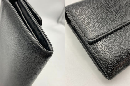 CHANEL シャネル キャビアスキン ココマーク 長財布 ブラック 中古 D4