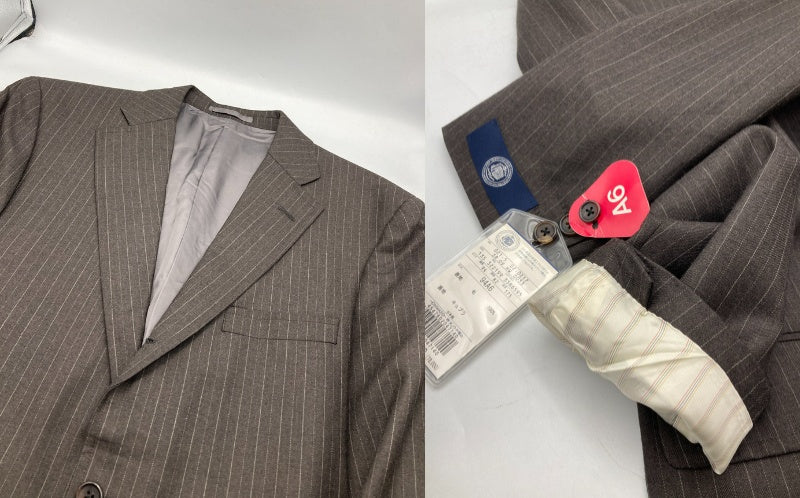 J.PRESS ジェイプレス 段返り3釦 ピンストライプ セットアップ グレー サイズA6 メンズ 中古 D4