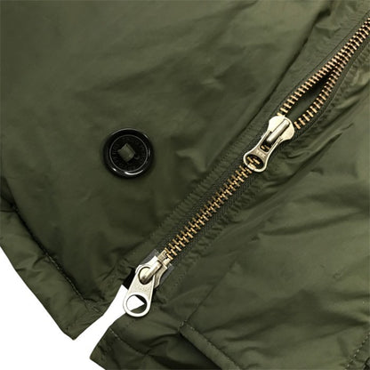 FRED PERRY フレッドペリー ダウンジャケット メンズ ミリタリー コート N-3B フード ファー Mサイズ カーキグリーン J4237 中古 T1