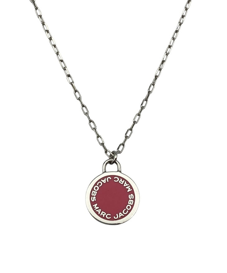 MARC JACOBS マークジェイコブス ロゴ ディスク エナメル ネックレス ピンク 中古 D4