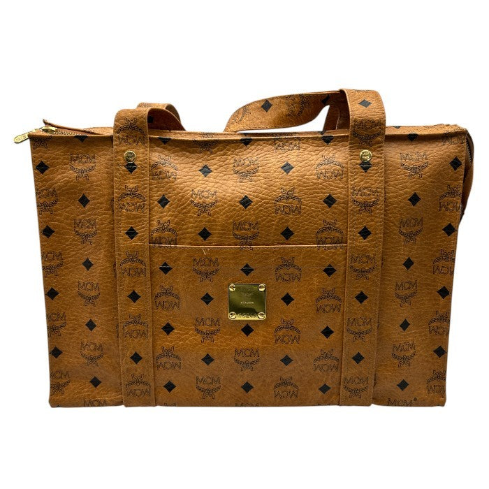 MCM エムシーエム ロゴグラム トートバッグ コニャック 鞄 ブランド レディース おしゃれ 総柄 中古 W４