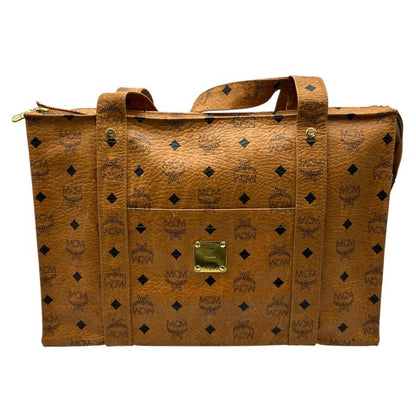 MCM エムシーエム ロゴグラム トートバッグ コニャック 鞄 ブランド レディース おしゃれ 総柄 中古 W４