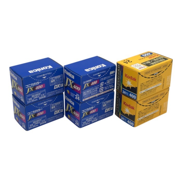 【未開封・期限切れ】 コニカ/コダック カラーフィルム 35mm 24枚撮り 6個セット カメラ ネガ JX400 135-24/SUPERGOLD400 中古 T1