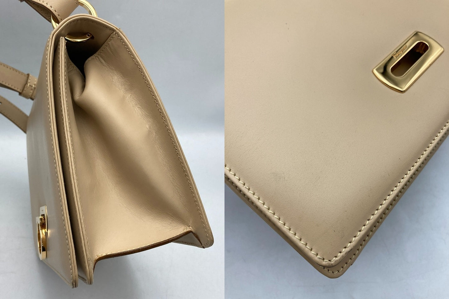 Salvatore Ferragamo サルヴァトーレフェラガモ ガンチーニ レザー ショルダーバッグ AT-21 7160 中古 D4