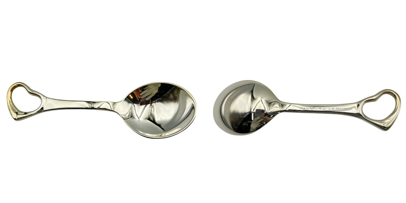 TIFFANY&Co. ティファニー Ag925 オープンハート ベビースプーン＆フォーク セット シルバー925 ベビー用品 食器 カトラリー 子供 中古 W４