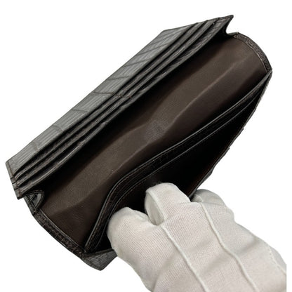 UNITED ARROWS CROCO 長財布 メンズ ワニ革 ブラウン ユナイテッドアローズ クロコダイル 札入れ カード入れ 中古 W1