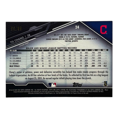 TOPPS MLBカード CHROME YU CHANG CLEVELAND INDIANS /99 #24 中古 IT2