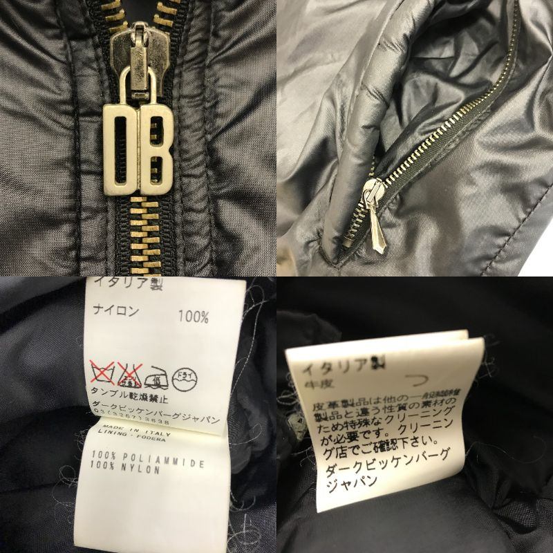 DIRK BIKKEMBERGS ダークビッケンバーグ ジャケット メンズ ナイロン 襟レザー ブラック 48サイズ 中古 T1