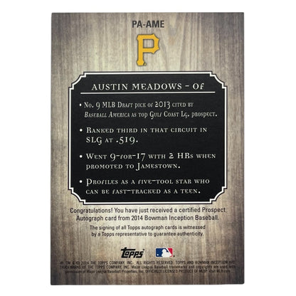 TOPPS MLBカード BOWMAN INCEPTION AUSTIN MEADOWS PIRATES #PA-AME 中古 IT2
