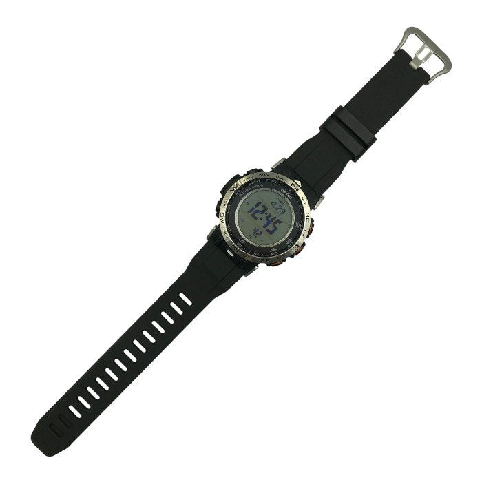 CASIO カシオ PRO TREK 腕時計 メンズ タフソーラー 電波 デジタル 登山 アウトドア コンパス ブラック PRW-30-1AJF 中古 T1