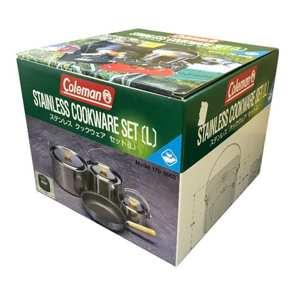 Coleman コールマン ステンレスクックウェア セット(L) アウトドア 調理器具 コンパクト収納 鍋 フライパン 170-5003 中古 T1